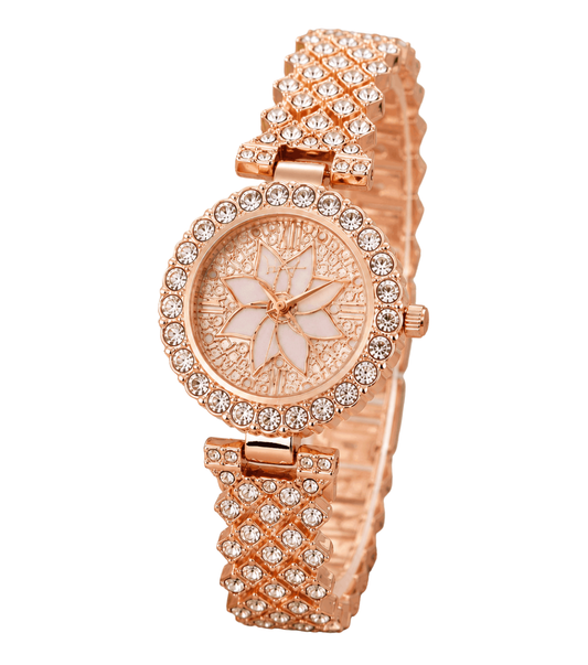 Luxury Floral Crystal Quartz Wrist Watch for Women